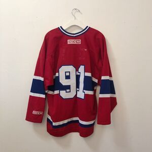 1990s Scott Gomez #91 CCM Montreal Canadiens Jersey Red Blue VTG Rare NHL Sz L